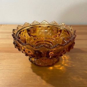 Amber Glass Fenton Candle Bowl